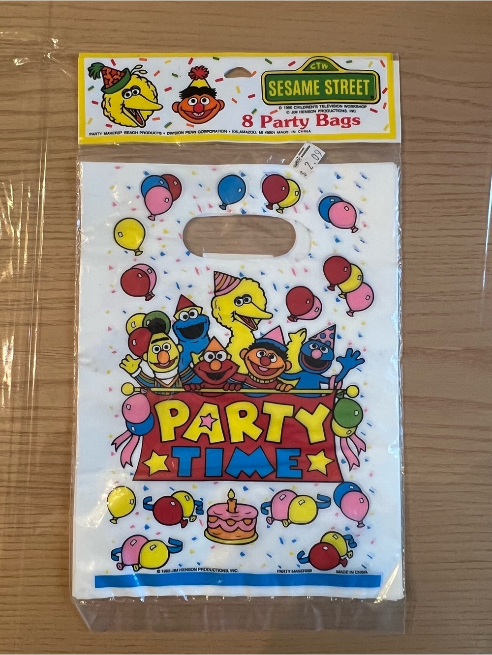 Vintage 1993 Party Makers Sesame Street Party Favor Gift Bags - Deadstock
